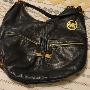 Black leather Michael Kors hobo